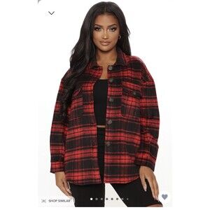 Fashion Nova Womens Red Oversized Shacket Size M
